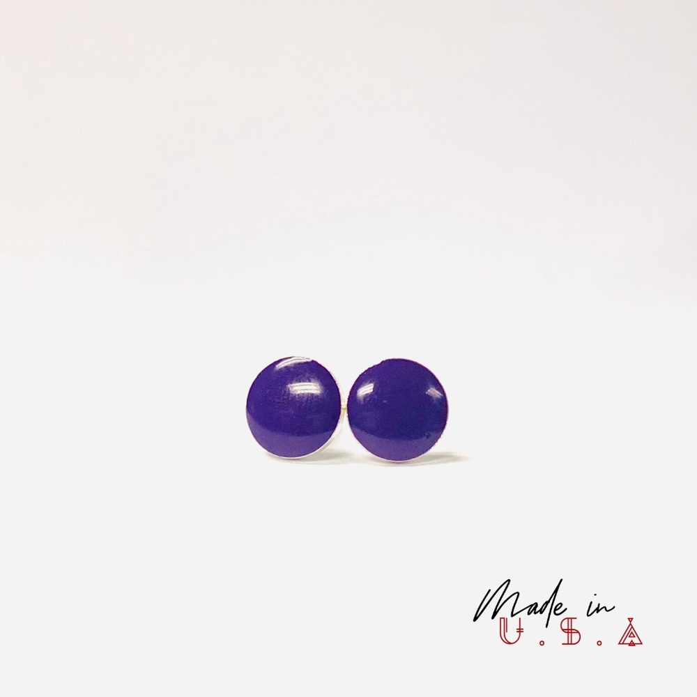 Solid Round Earrings - Royal Purple